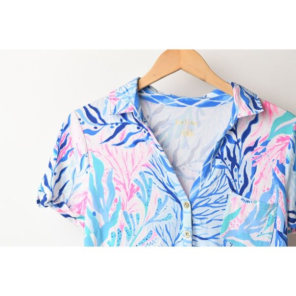 Lilly Pulitzer Women's 3/4 Sleeve Blue Pink Floral Pattern Dress Size S - Picture 5 of 11